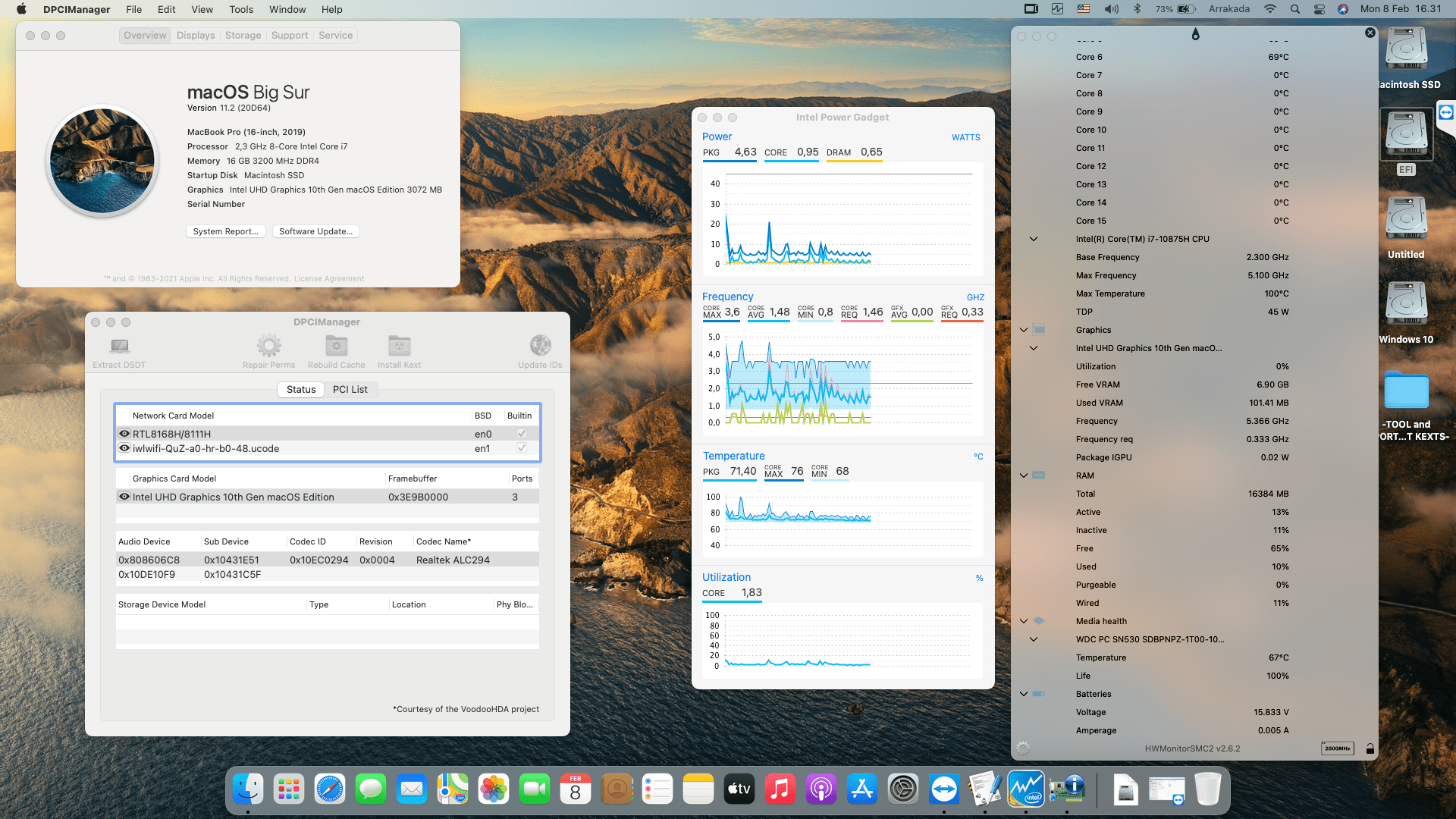 Success Hackintosh macOS Big Sur 11.2 Build 20D64 in Asus ROG Zephyrus M15 GU502LV-I7R6C8T